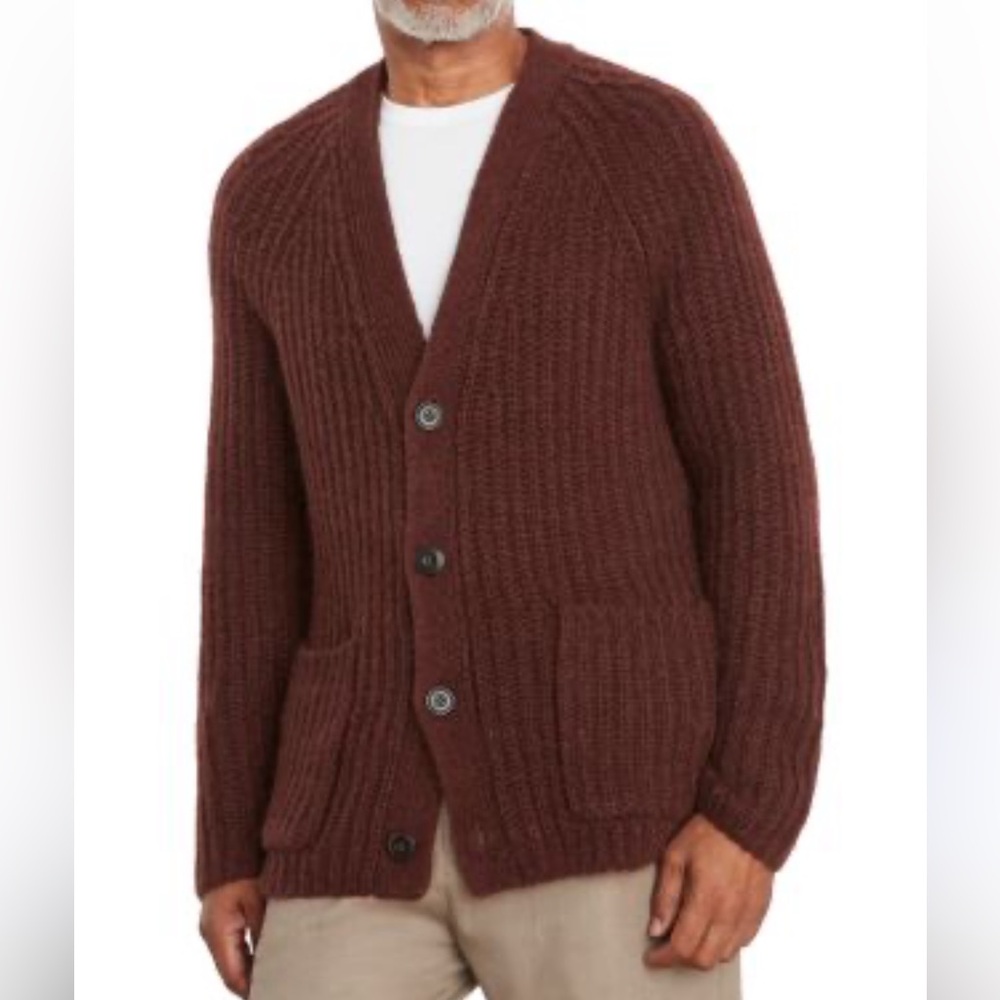 Vince alpaca blend Rich Brown Cardigan Sweater small new